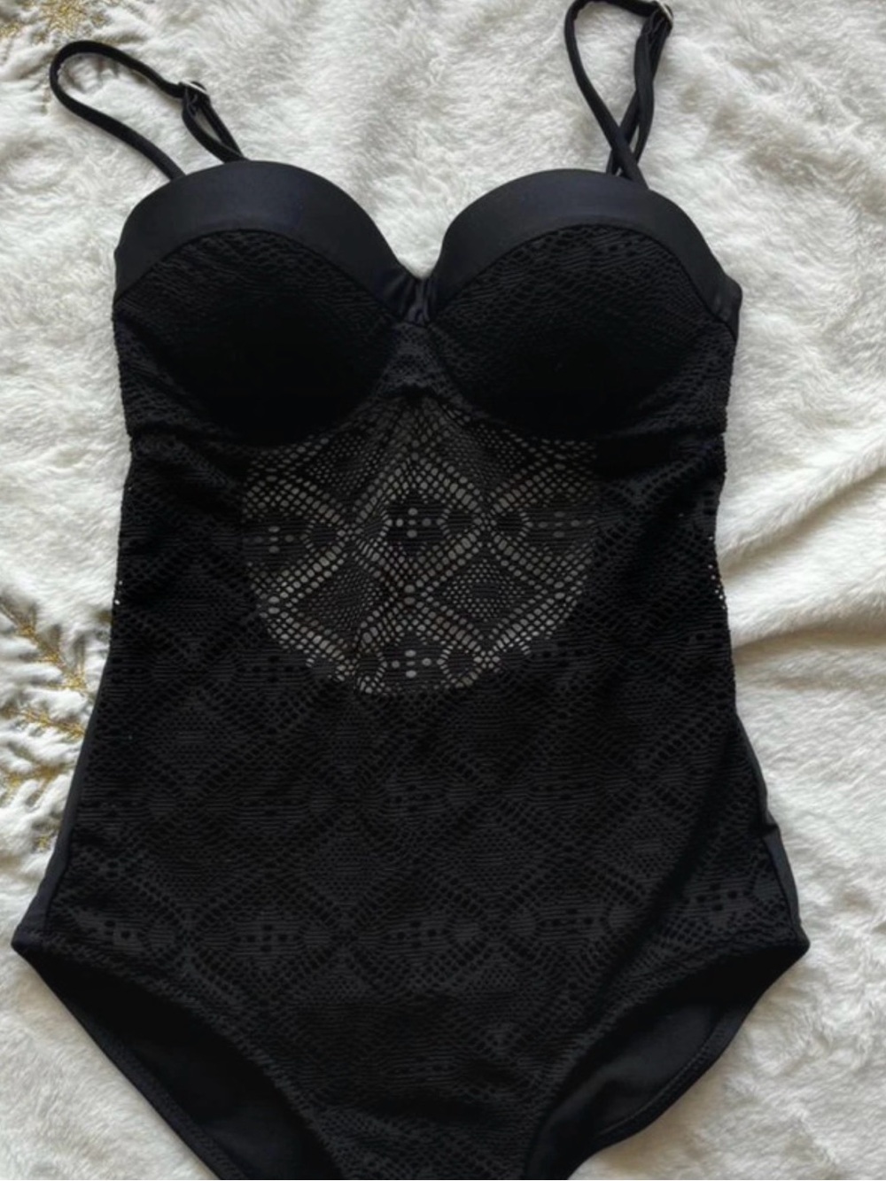 Black Lace One-Piece Swimsuit